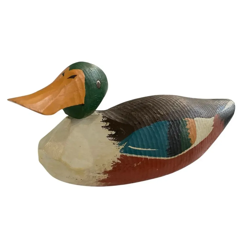 Wooden Hand-Crafted Painted Decoy Duck 12 Inches Vintage Home Decor